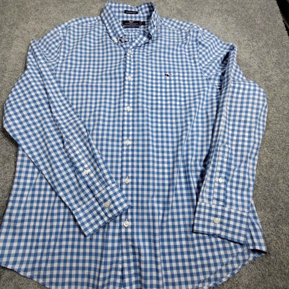 Vineyard Vines Button Down Mens L Slim Fit Tucker Blue Gingham Good